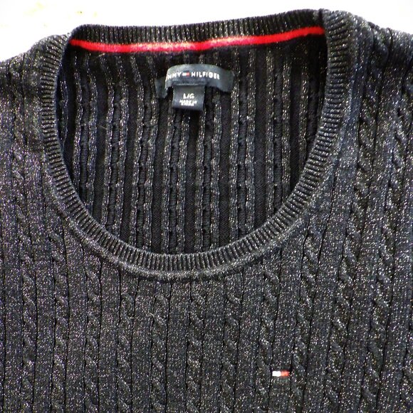 Tommy Hilfiger Women's Long Sleeve Sweater Pull Over Size Large Navy Blue Block - Picture 3 of 6